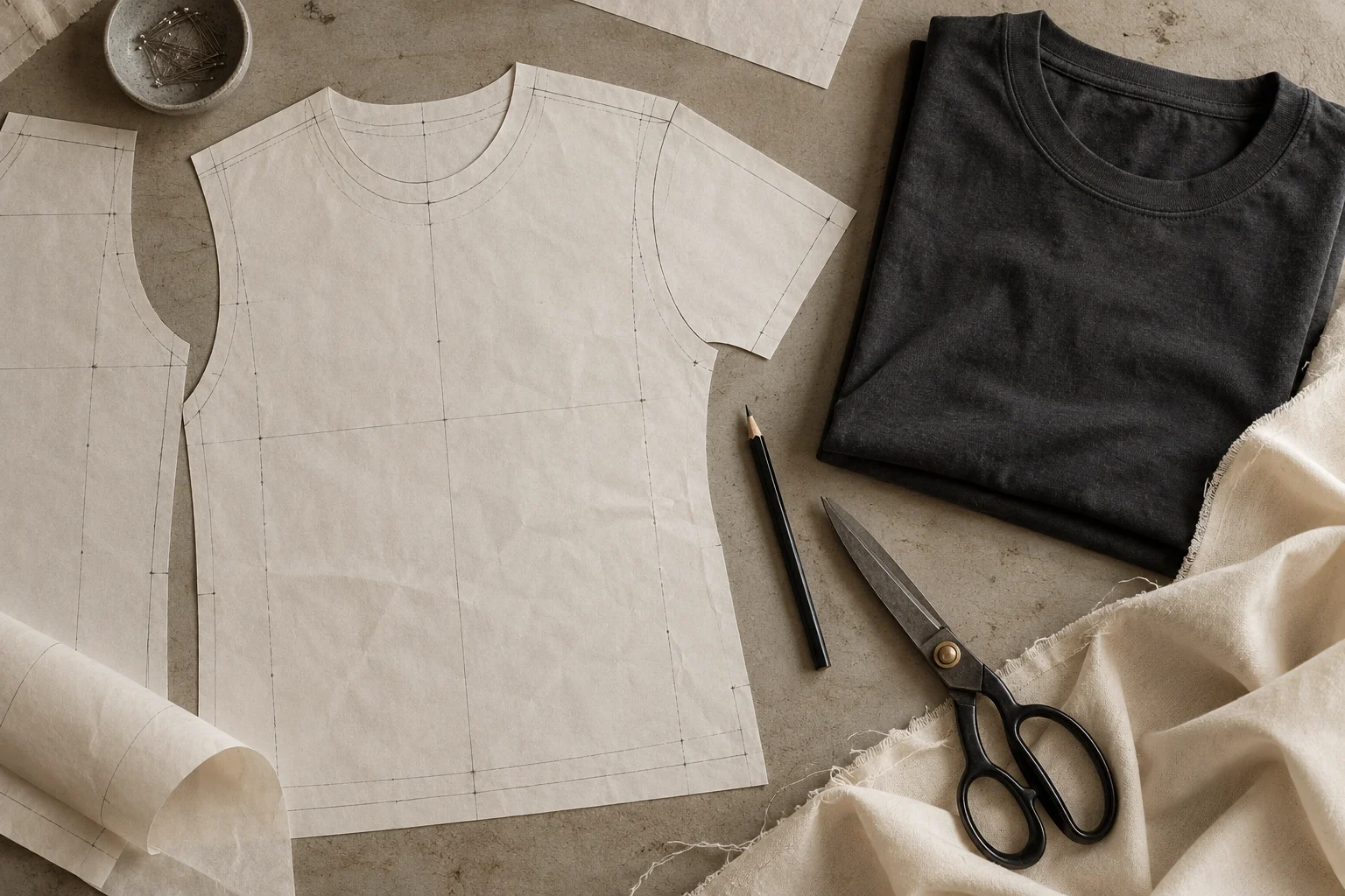 Illustrative clothing development and material details